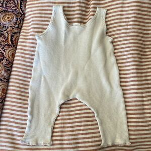 Wildflower Mornings 6 month Cream waffle knit Ribbed Baby Jumpsuit